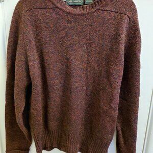 Vintage Neil Martin Wool Knit Sweater — Men’s Large — Maroon & Purple & Textured